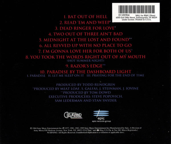 Meat Loaf : Hits Out Of Hell (Compilation,Club Edition,Reissue)