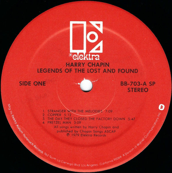 Harry Chapin : Legends Of The Lost And Found (LP,Album,Stereo)