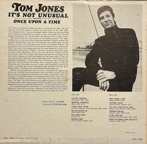 Tom Jones : It's Not Unusual (LP,Album,Stereo)