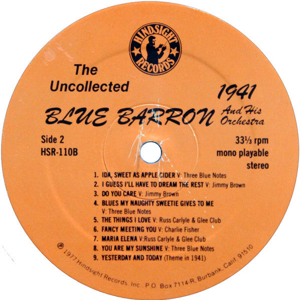 Blue Barron And His Orchestra : The Uncollected Blue Barron And His Orchestra 1938-1941 (LP)