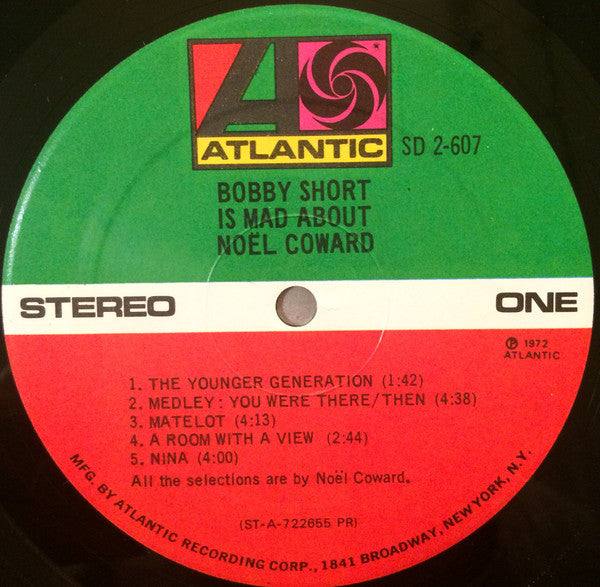 Bobby Short : Bobby Short Is Mad About Noël Coward (LP,Album,Stereo)
