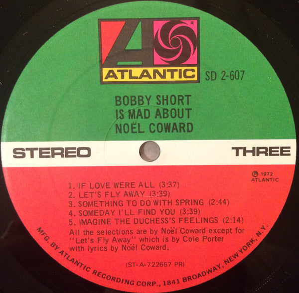 Bobby Short : Bobby Short Is Mad About Noël Coward (LP,Album,Stereo)