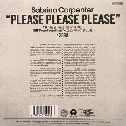 Sabrina Carpenter : Please Please Please (7",45 RPM,Single)