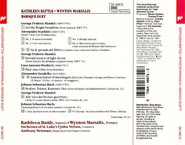 Kathleen Battle • Wynton Marsalis : Baroque Duet (Album)
