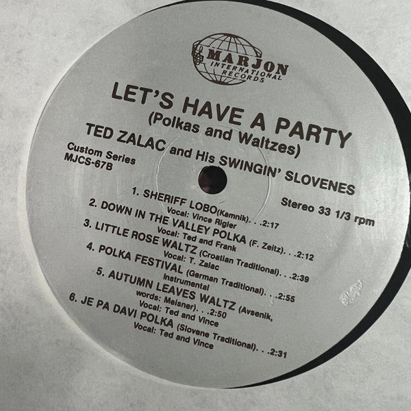 Teddy Zalac & His Swingin' Slovenes, Vince Rigler : Let's Have A Party! (Polkas & Waltzes) (LP,Album)