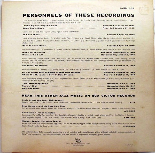 Louis Armstrong : Sings The Blues (LP,Compilation)