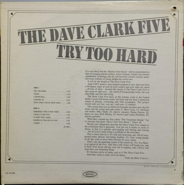 Dave Clark Five, The : Try Too Hard (LP,Album,Mono)