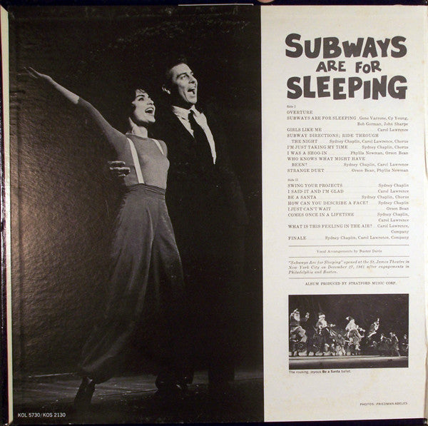 Jule Styne, Betty Comden, Adolph Green - Sydney Chaplin, Carol Lawrence : Subways Are For Sleeping (Original Broadway Cast Recording) (LP,Album,Mono)