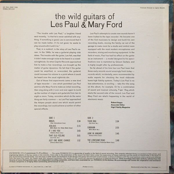 Les Paul & Mary Ford : Brazil (The Wild Guitars Of Les Paul & Mary Ford) (LP,Compilation,Stereo)