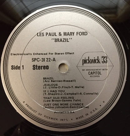 Les Paul & Mary Ford : Brazil (The Wild Guitars Of Les Paul & Mary Ford) (LP,Compilation,Stereo)