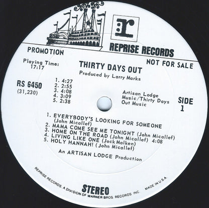 Thirty Days Out : Thirty Days Out (LP,Album,Promo,Stereo)
