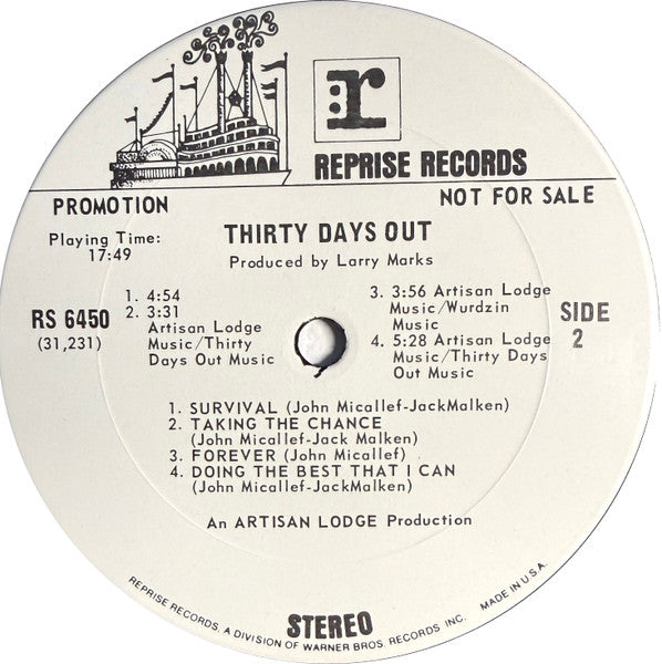 Thirty Days Out : Thirty Days Out (LP,Album,Promo,Stereo)