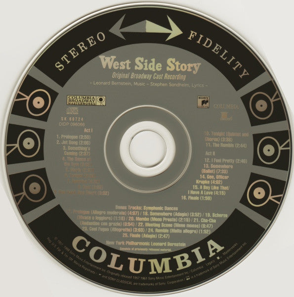 Leonard Bernstein / New York Philharmonic Orchestra, The : West Side Story (Original Broadway Cast Recording) (Album,Reissue,Remastered,Stereo)