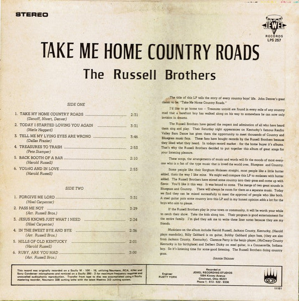 Russell Brothers (2), The : Take Me Home Country Roads (LP,Album)