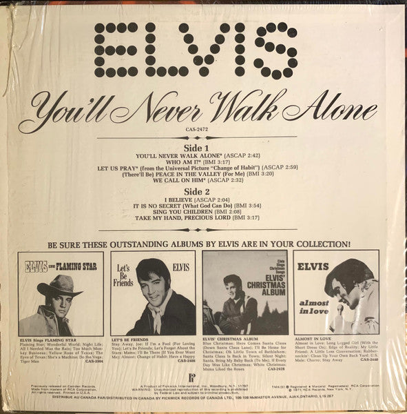 Elvis Presley : You'll Never Walk Alone (LP,Album,Compilation,Reissue)