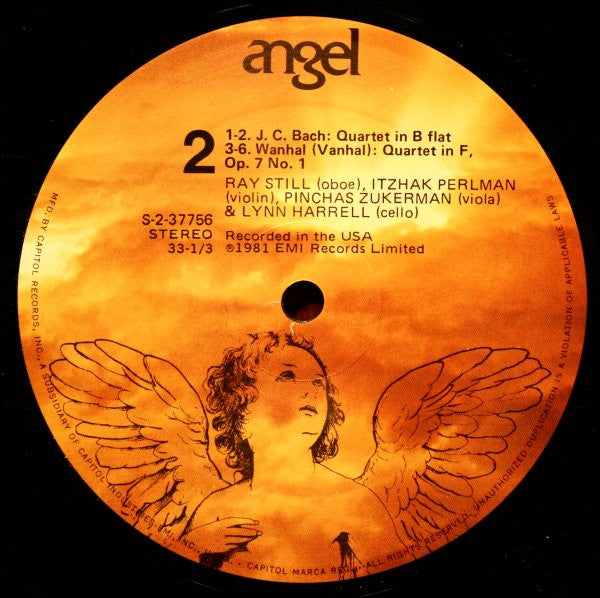 Johann Christian Bach, Wolfgang Amadeus Mozart, Carl Stamitz, Johann Baptist Vanhal / Ray Still • Itzhak Perlman • Pinchas Zukerman • Lynn Harrell : Oboe Quartets (LP,Album)