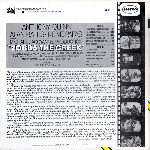 Mikis Theodorakis : Zorba The Greek (Original Soundtrack) (LP,Album,Stereo)