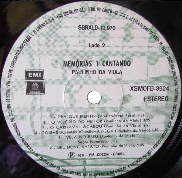 Paulinho Da Viola : Memórias 1 Cantando (LP,Album)