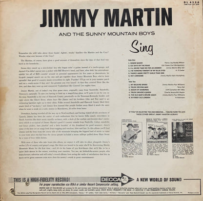 Jimmy Martin And Sunny Mountain Boys, The : Sing Widow Maker (LP,Album,Mono)