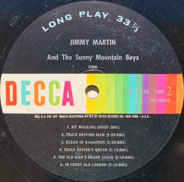 Jimmy Martin And Sunny Mountain Boys, The : Sing Widow Maker (LP,Album,Mono)