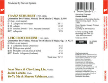 Franz Schubert, Luigi Boccherini, Isaac Stern, Cho-Liang Lin, Jaime Laredo, Yo-Yo Ma, Sharon Robinson (2) : Quintets (Album)