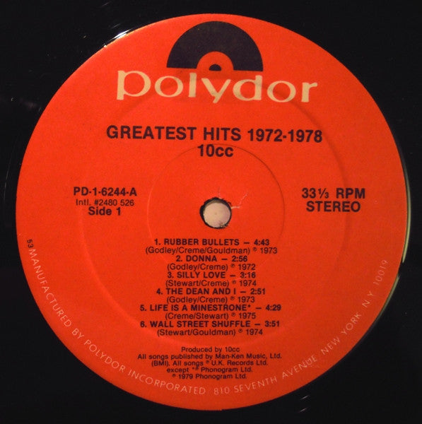 10cc : Greatest Hits 1972-1978 (LP,Compilation)