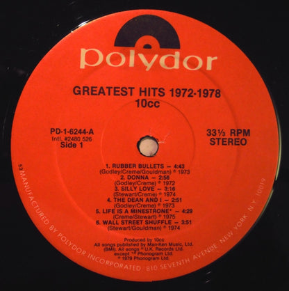 10cc : Greatest Hits 1972-1978 (LP,Compilation)