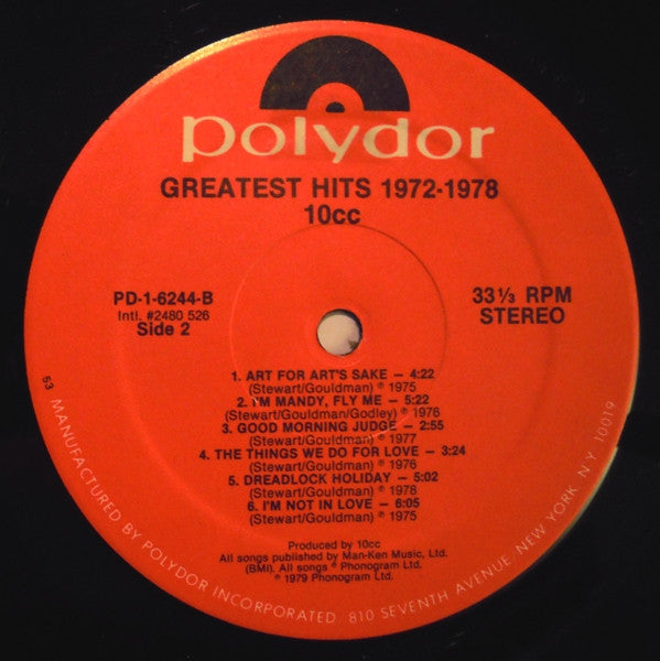10cc : Greatest Hits 1972-1978 (LP,Compilation)