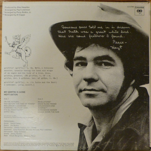 Hoyt Axton : My Griffin Is Gone (LP,Album,Stereo)