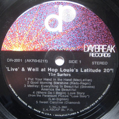 Surfers (4), The : 'Live' And Well At Hop Louie's Latitude 20°! (LP,Album)