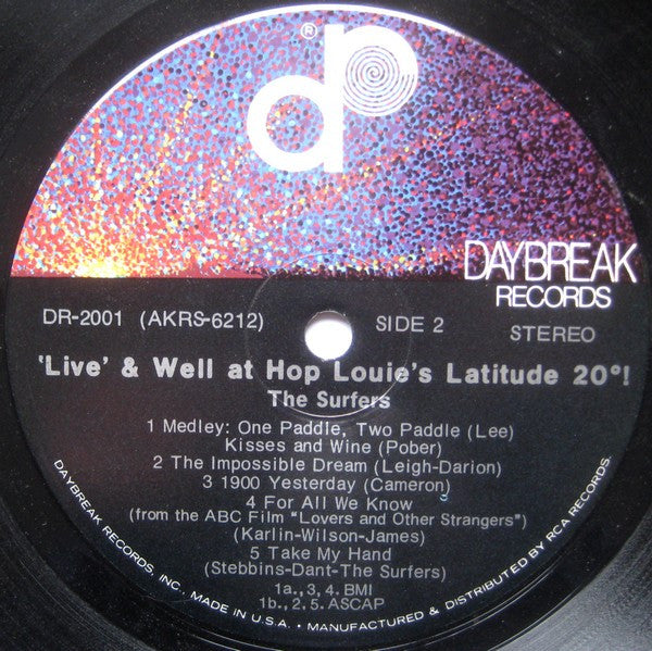 Surfers (4), The : 'Live' And Well At Hop Louie's Latitude 20°! (LP,Album)
