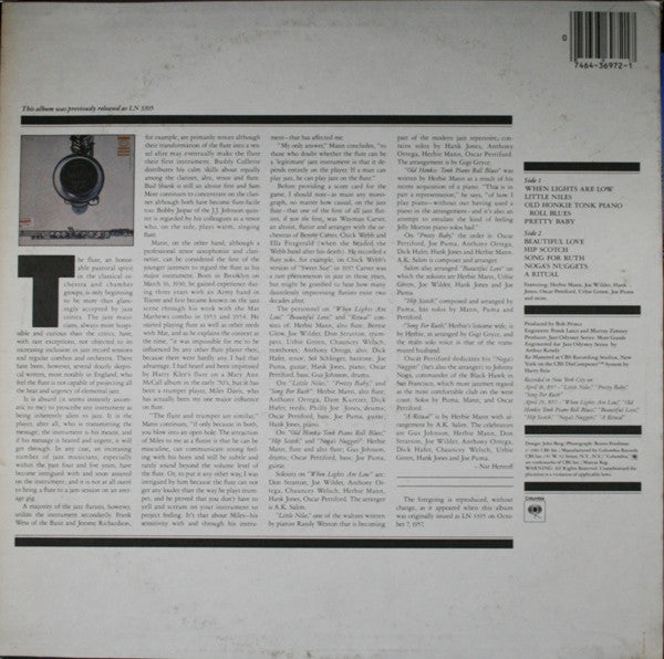 Herbie Mann With Urbie Green, Joe Wilder, Hank Jones, Joe Puma, Oscar Pettiford : Salute To The Flute (LP,Album,Reissue,Remastered,Mono)