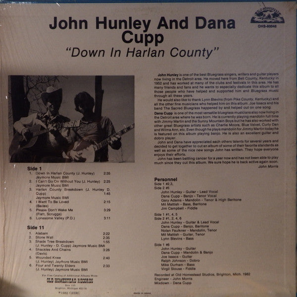 John Hunley And  Dana Cupp : "Down In Harlan County" (LP)
