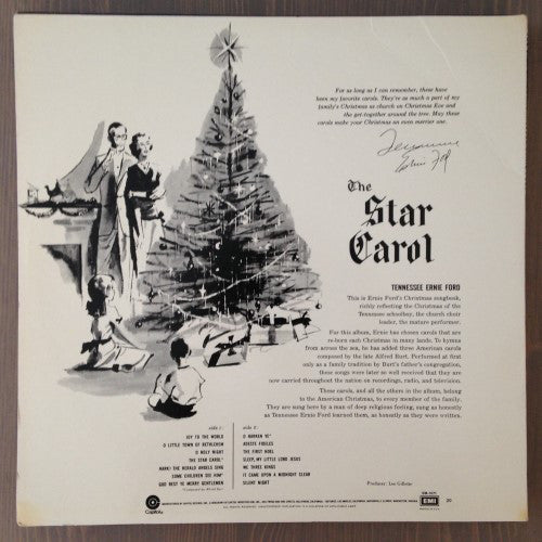 Tennessee Ernie Ford : The Star Carol: "Tennessee" Ernie Ford Sings His Christmas Favorites (LP,Reissue)