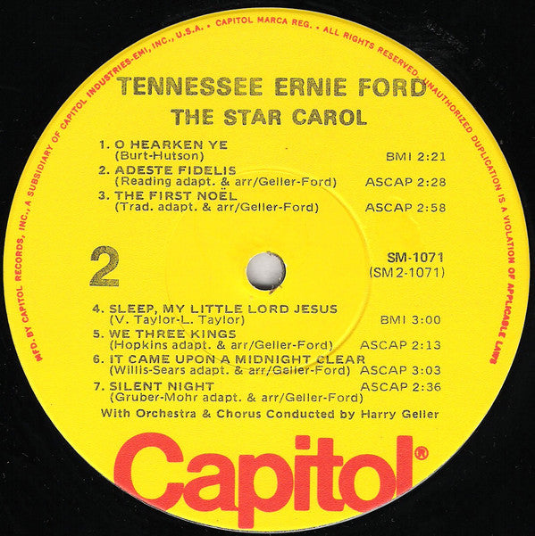 Tennessee Ernie Ford : The Star Carol: "Tennessee" Ernie Ford Sings His Christmas Favorites (LP,Reissue)