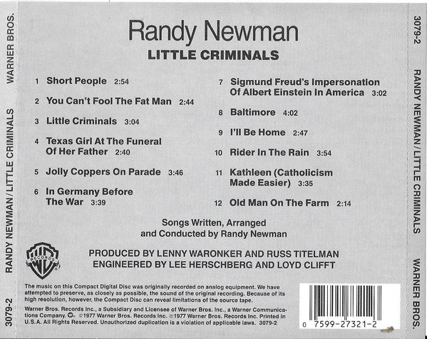 Randy Newman : Little Criminals (Album,Reissue)