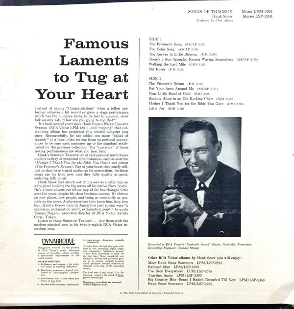 Hank Snow : Songs Of Tragedy (LP,Album,Mono)