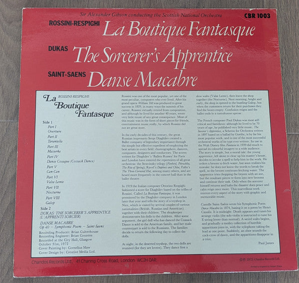 Ottorino Respighi, Paul Dukas, Camille Saint-Saëns : La Boutique Fantasque \ The Sorcerer's Apprentice \ Danse Macabre (LP,Album)