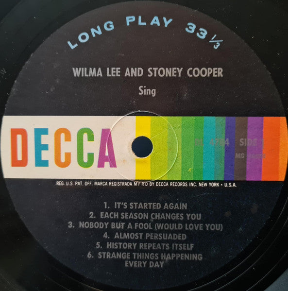 Wilma Lee & Stoney Cooper : Sing (LP,Album,Mono)