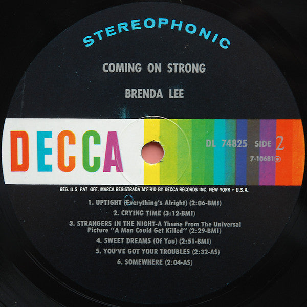 Brenda Lee : Coming On Strong (LP,Album,Stereo)