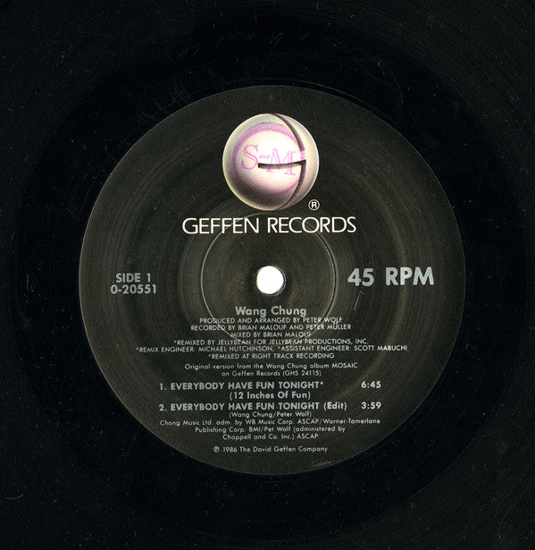 Wang Chung : Everybody Have Fun Tonight (12",45 RPM,Maxi-Single)