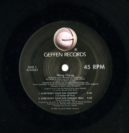 Wang Chung : Everybody Have Fun Tonight (12",45 RPM,Maxi-Single)