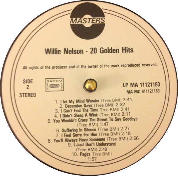 Willie Nelson : 20 Golden Hits (LP,Compilation)