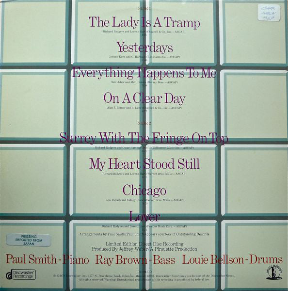 Louis Bellson, Ray Brown, Paul Smith (5) : Intensive Care (LP,Album,Limited Edition)