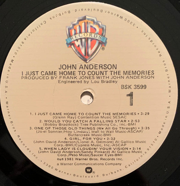 John Anderson (3) : I Just Came Home To Count The Memories (LP,Album,Stereo)