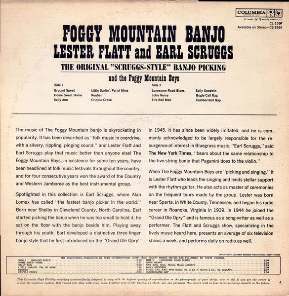 Flatt & Scruggs And Foggy Mountain Boys, The : Foggy Mountain Banjo (LP,Album,Reissue,Mono)