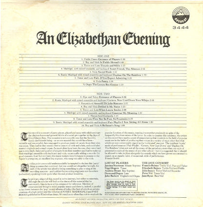 Jaye Consort, The : An Elizabethan Evening (LP)