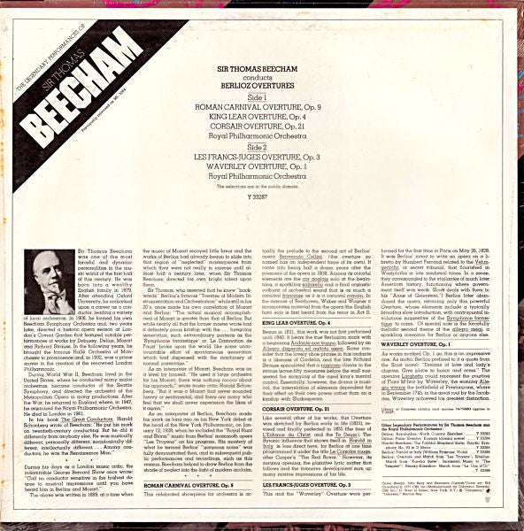 Sir Thomas Beecham, Royal Philharmonic Orchestra / Hector Berlioz : Sir Thomas Beecham Conducts Berlioz Overtures (LP,Album,Reissue,Mono)