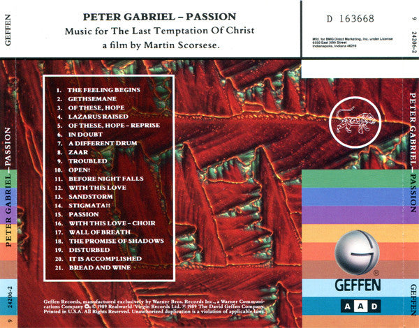 Peter Gabriel : Passion - Music For The Last Temptation Of Christ (Album,Club Edition)