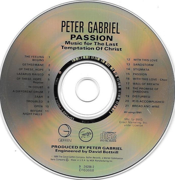 Peter Gabriel : Passion - Music For The Last Temptation Of Christ (Album,Club Edition)